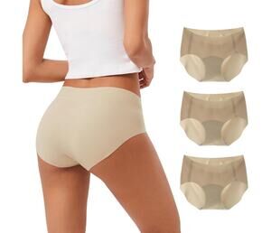 INNERSY Seamless No Show Hipster Panties Invisible beige Underwear 3 Pack Large